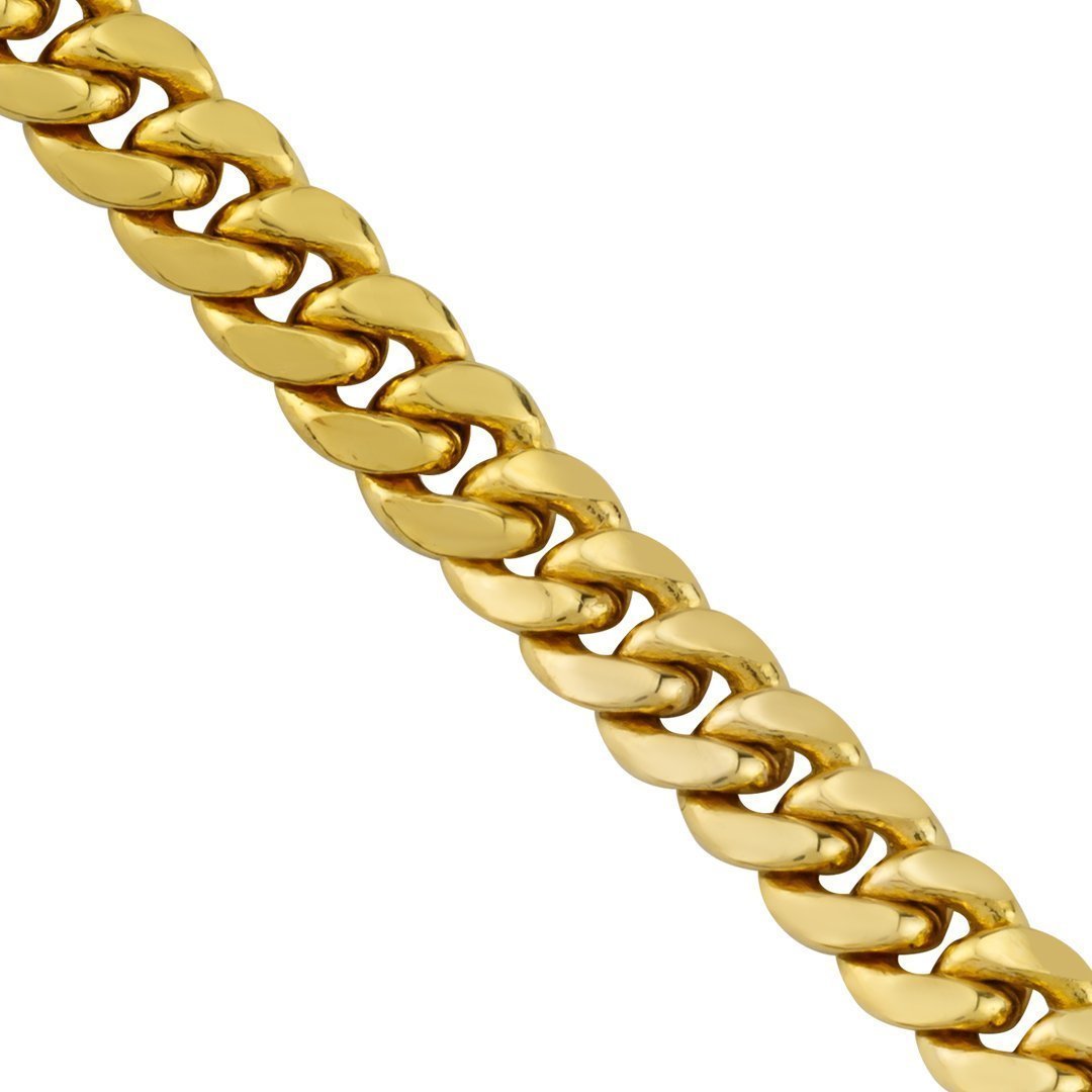 Semi-Solid Cuban Link Chain in 14k Yellow Gold 7.5 mm