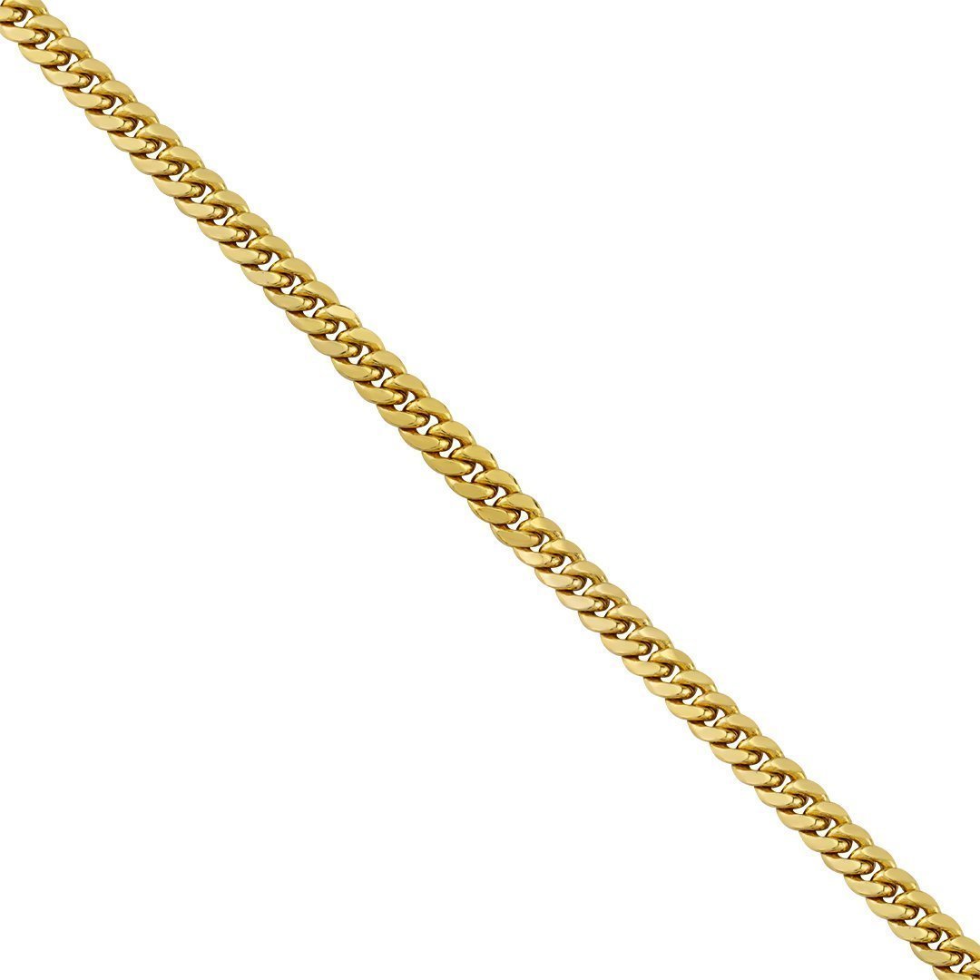 Semi-Solid Cuban Link Chain in 14k Yellow Gold 7.5 mm