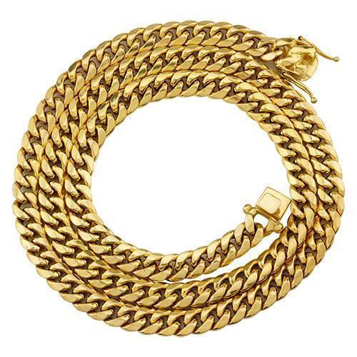 Semi-Solid Cuban Link Chain in 14k Yellow Gold 9.5 mm