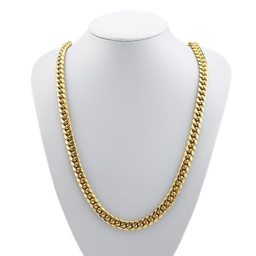 Semi-Solid Cuban Link Chain in 14k Yellow Gold 9.5 mm