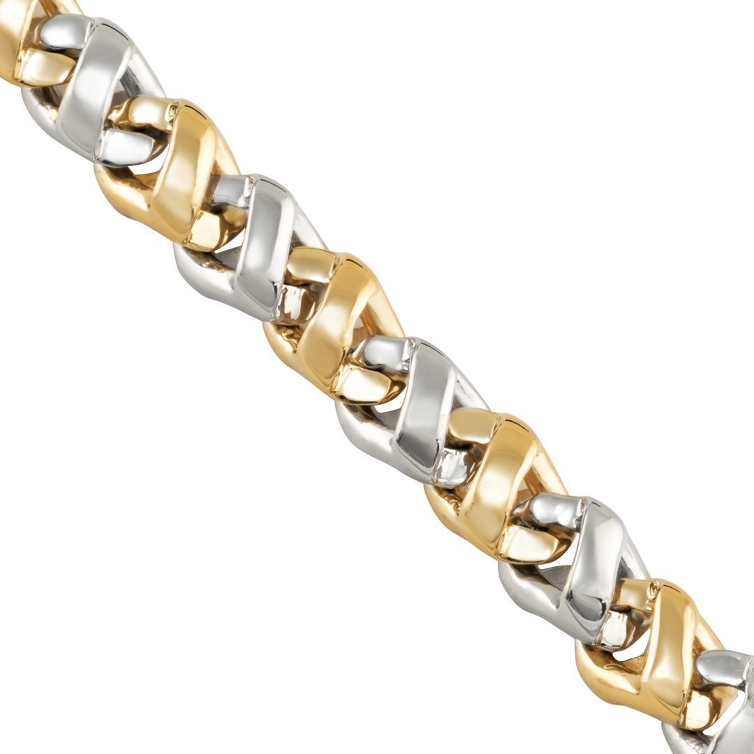 Two Tone Avianne Link Chain in 14k Yellow and White Gold 7 mm