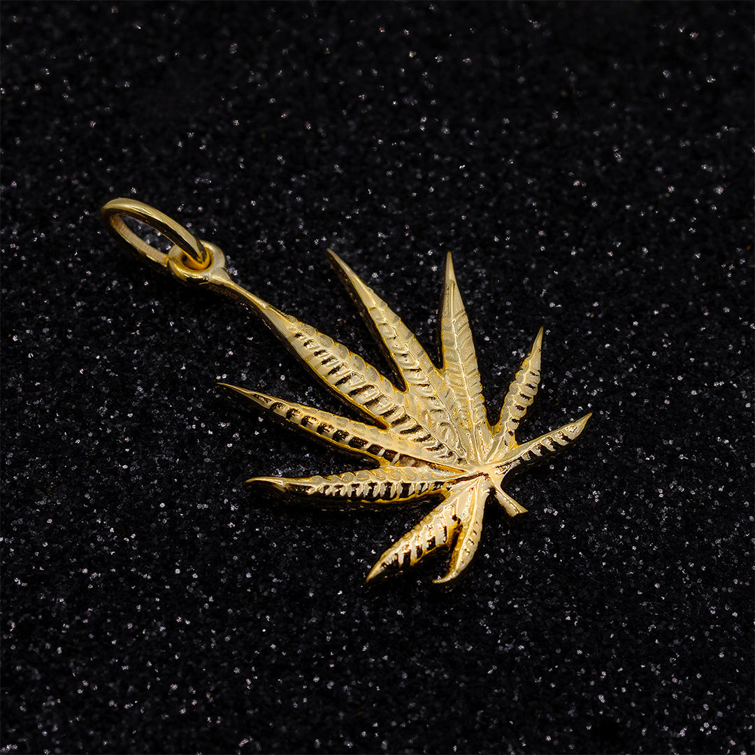 Yellow 14k Yellow Gold Marijuana Pendant