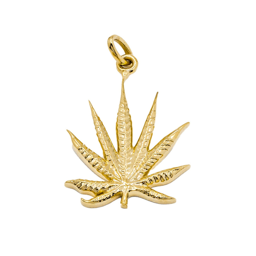 Yellow 14k Yellow Gold Marijuana Pendant