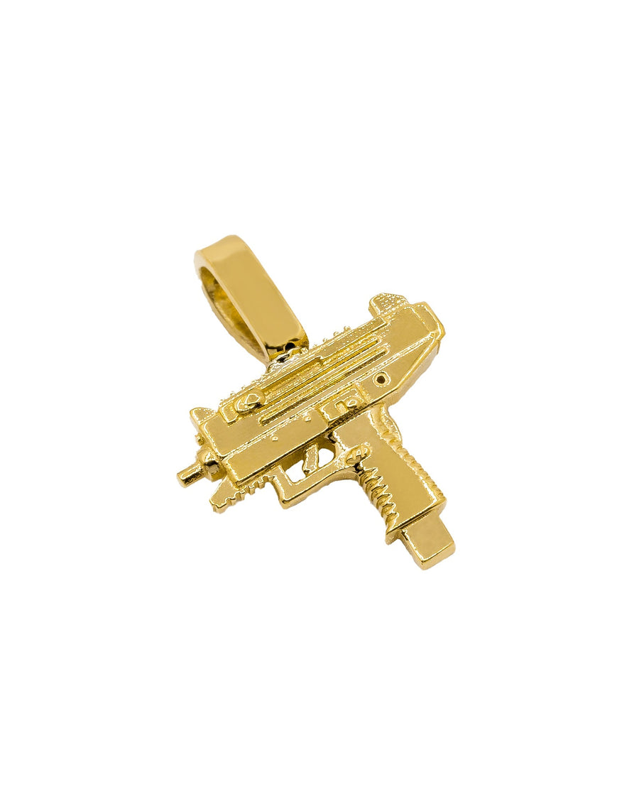 14k Yellow Gold Uzi Pistol Pendant