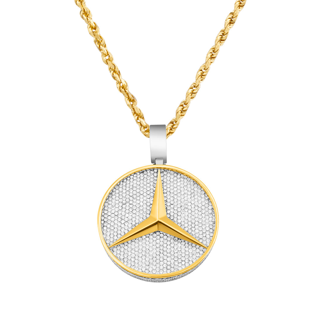 14K Gold Iced Out Mercedes Benz Logo 15 Ctw – Avianne Jewelers