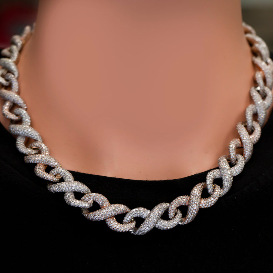14K Gold Diamond Infinity Link Chain 20" inches 32.32 Ctw Avianne Jewelers