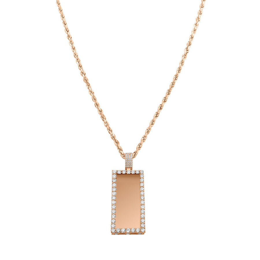 Men's Rose Gold & Diamond Rectangle Pendant