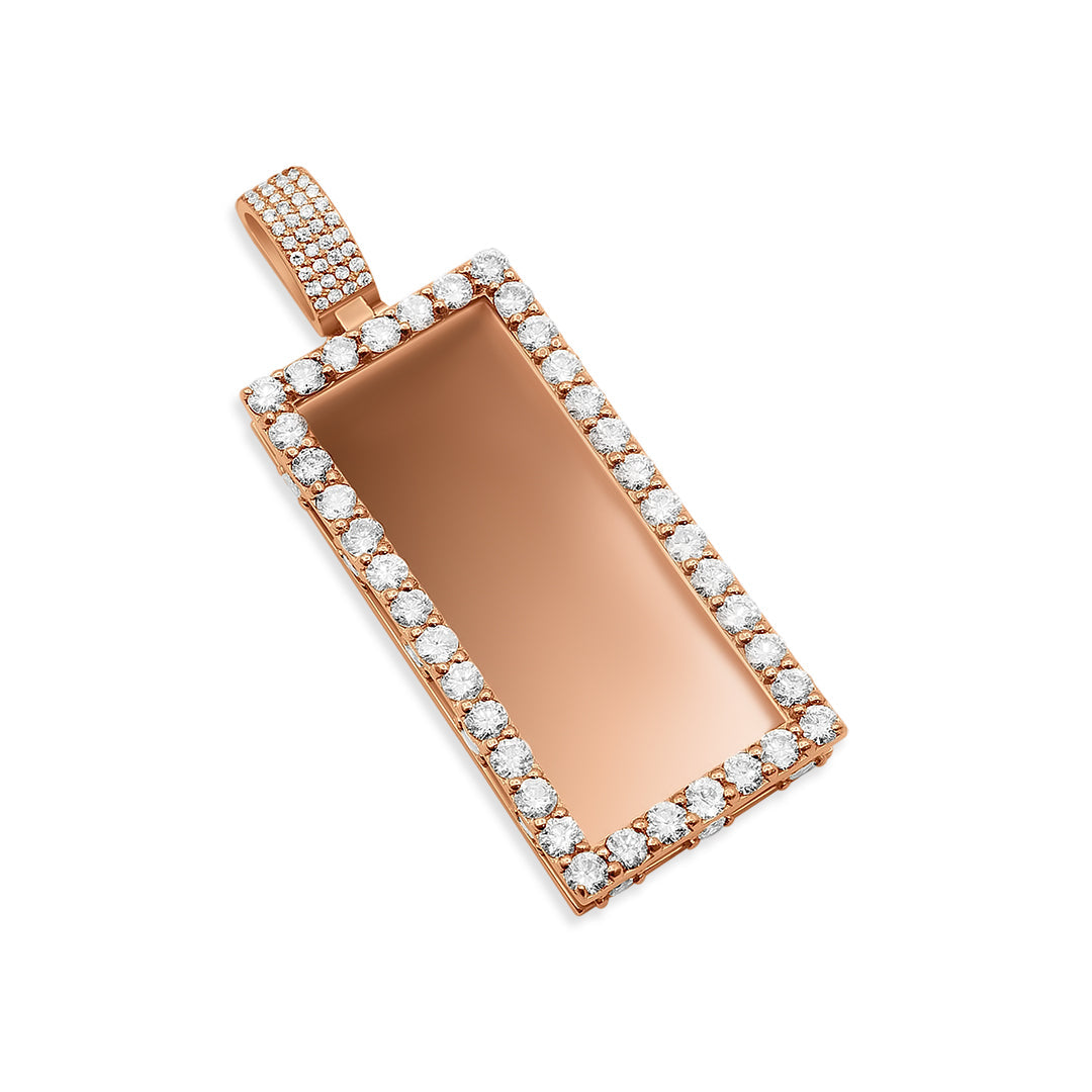 Men's Rose Gold & Diamond Rectangle Pendant