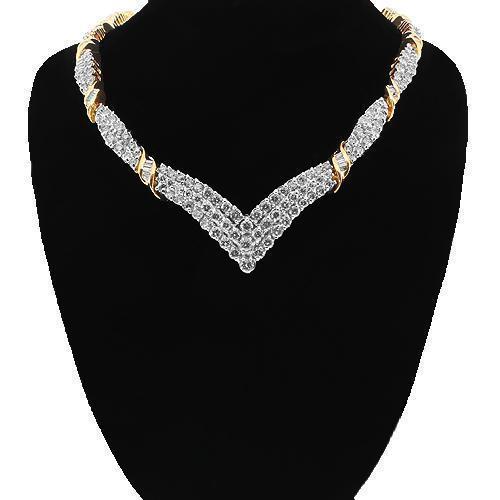 10K Solid Yellow Gold Womens Diamond Necklace 7.00 Ctw