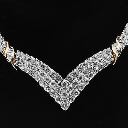 10K Solid Yellow Gold Womens Diamond Necklace 7.00 Ctw
