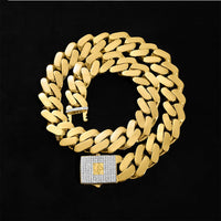 Thumbnail for 10K Yellow Gold Wide CZ Hollow Cuban Necklace 2.5 Ctw