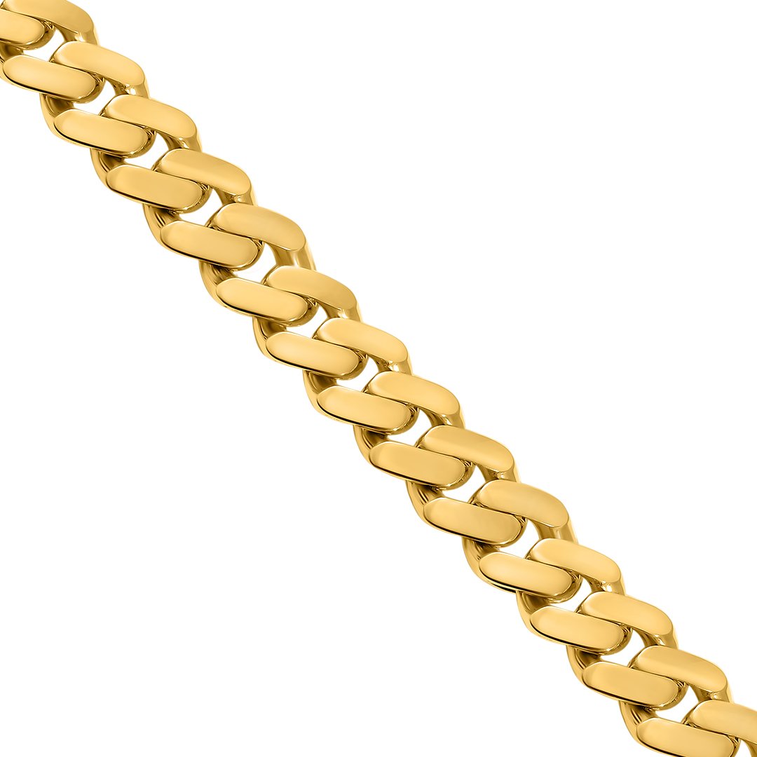10K Yellow Gold Wide CZ Hollow Cuban Necklace 2.5 Ctw