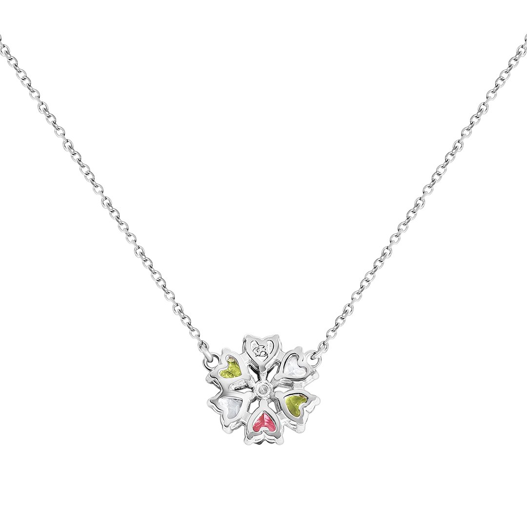 14k Diamond Floral Multi Color Heart Shaped Necklace 0.15ctw