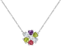 Thumbnail for 14k Diamond Floral Multi Color Heart Shaped Necklace 0.15ctw