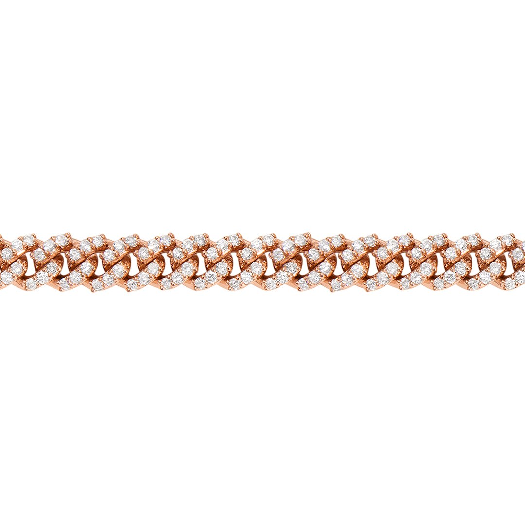 14k Rose Gold Cuban Link Necklace 13.8 Ctw