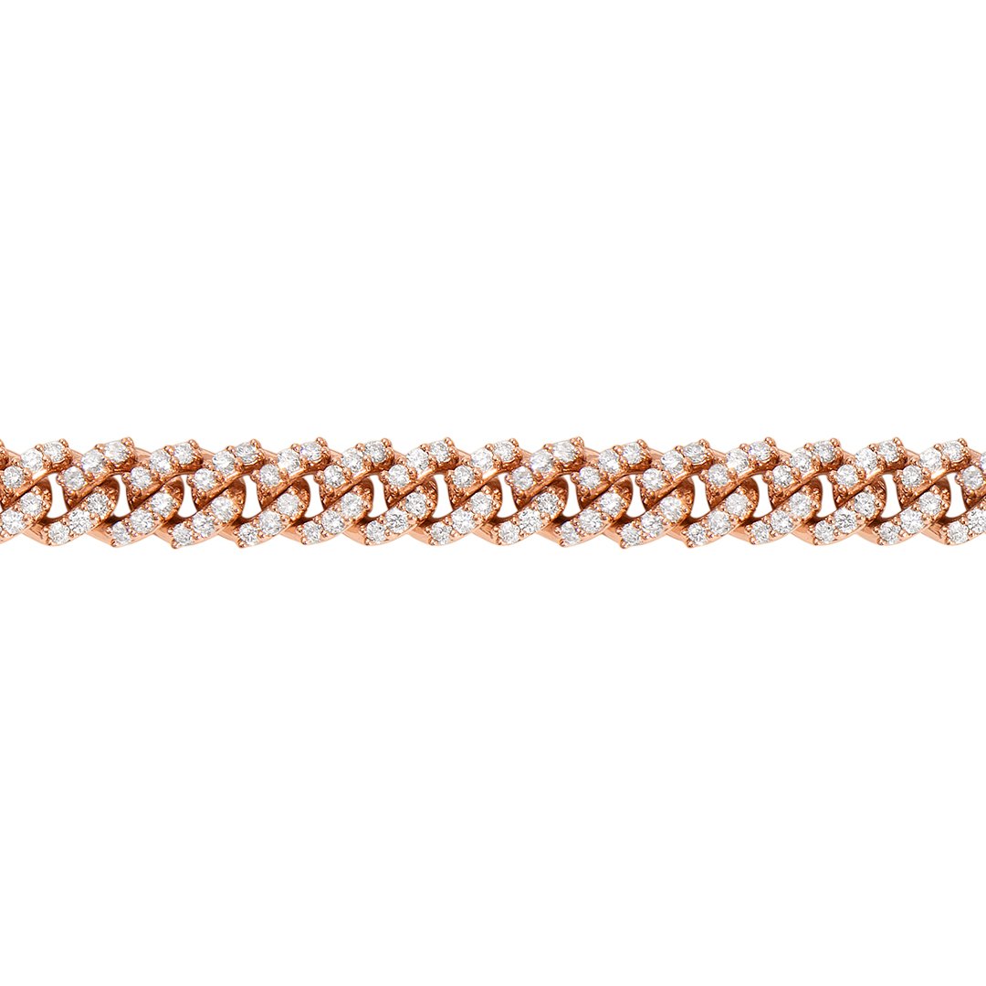 14k Rose Gold Cuban Link Necklace 13.8 Ctw