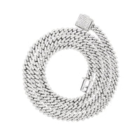 Thumbnail for 14k White Gold Cuban Link Chain Necklace 9.66 Ctw