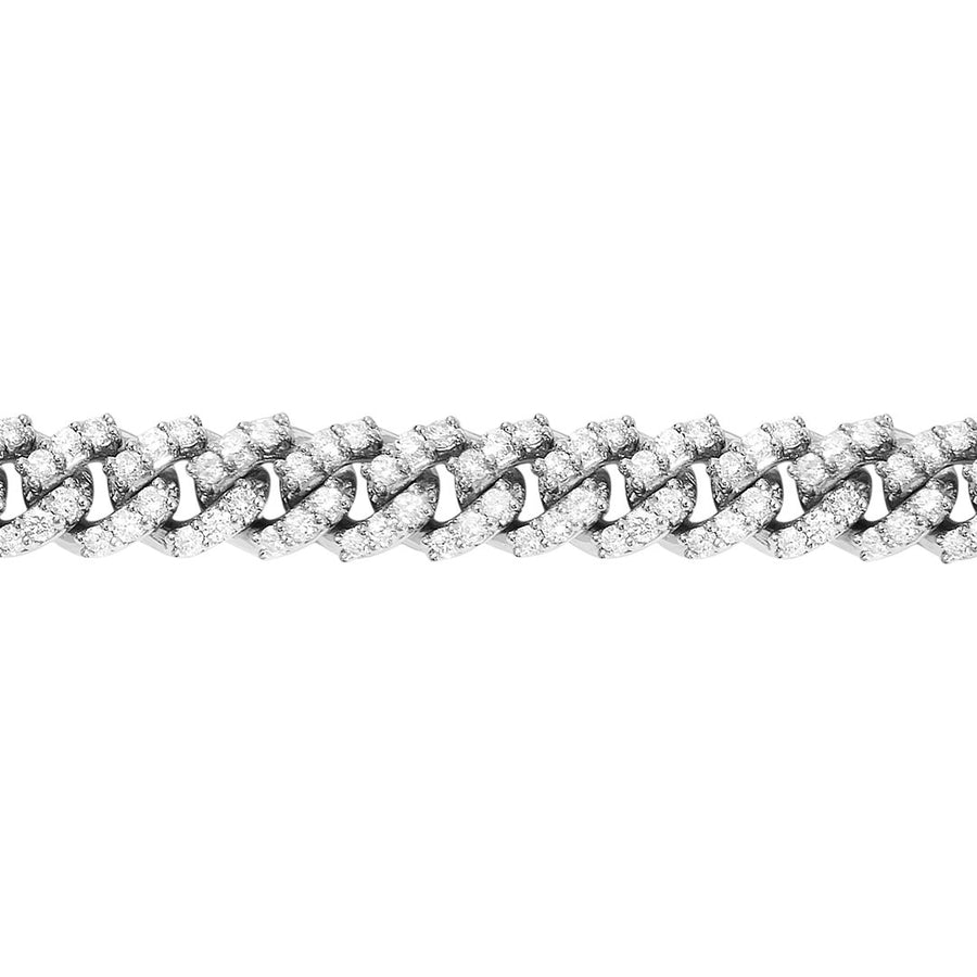 14k White Gold Cuban Link Chain Necklace 9.66 Ctw