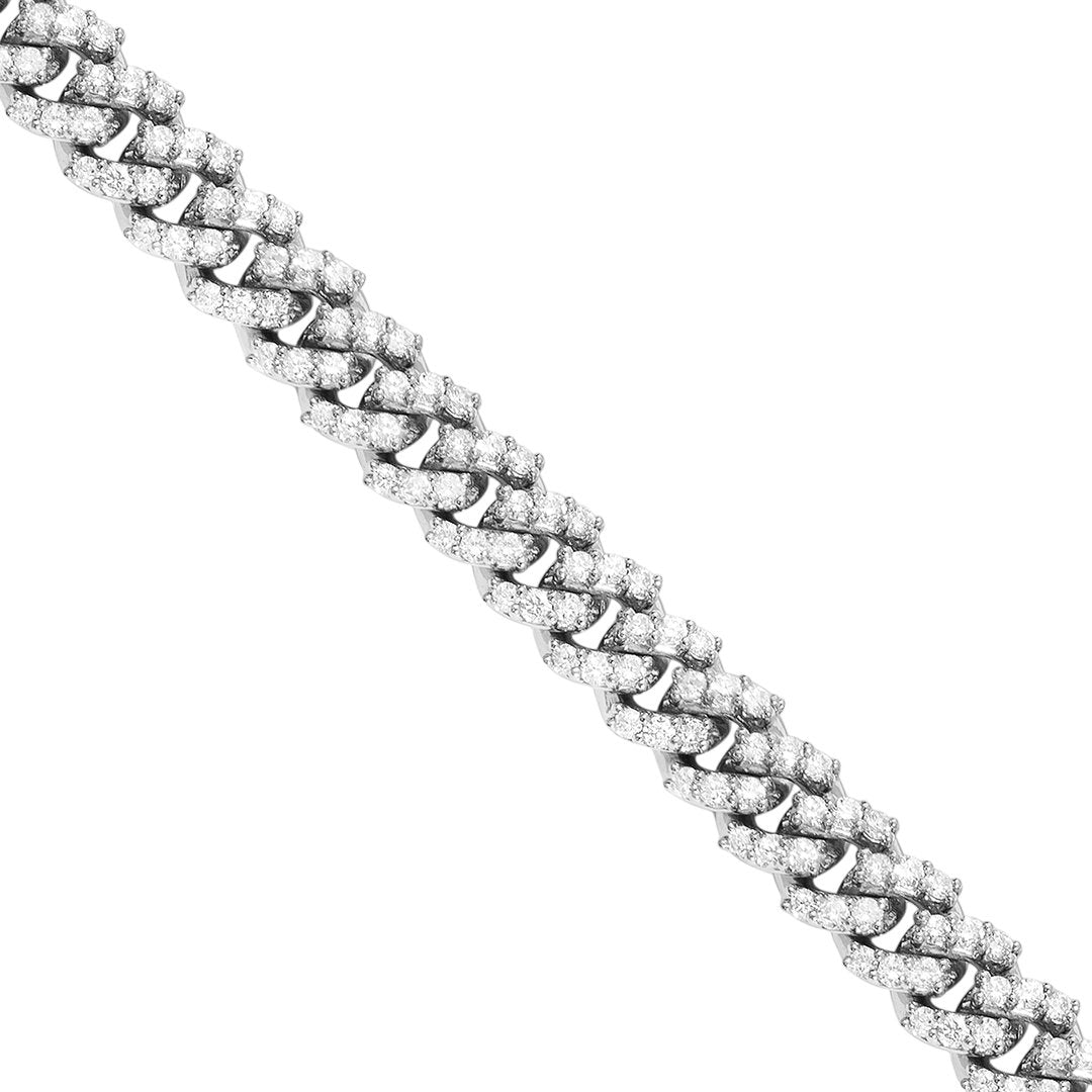14k White Gold Cuban Link Chain Necklace 9.66 Ctw
