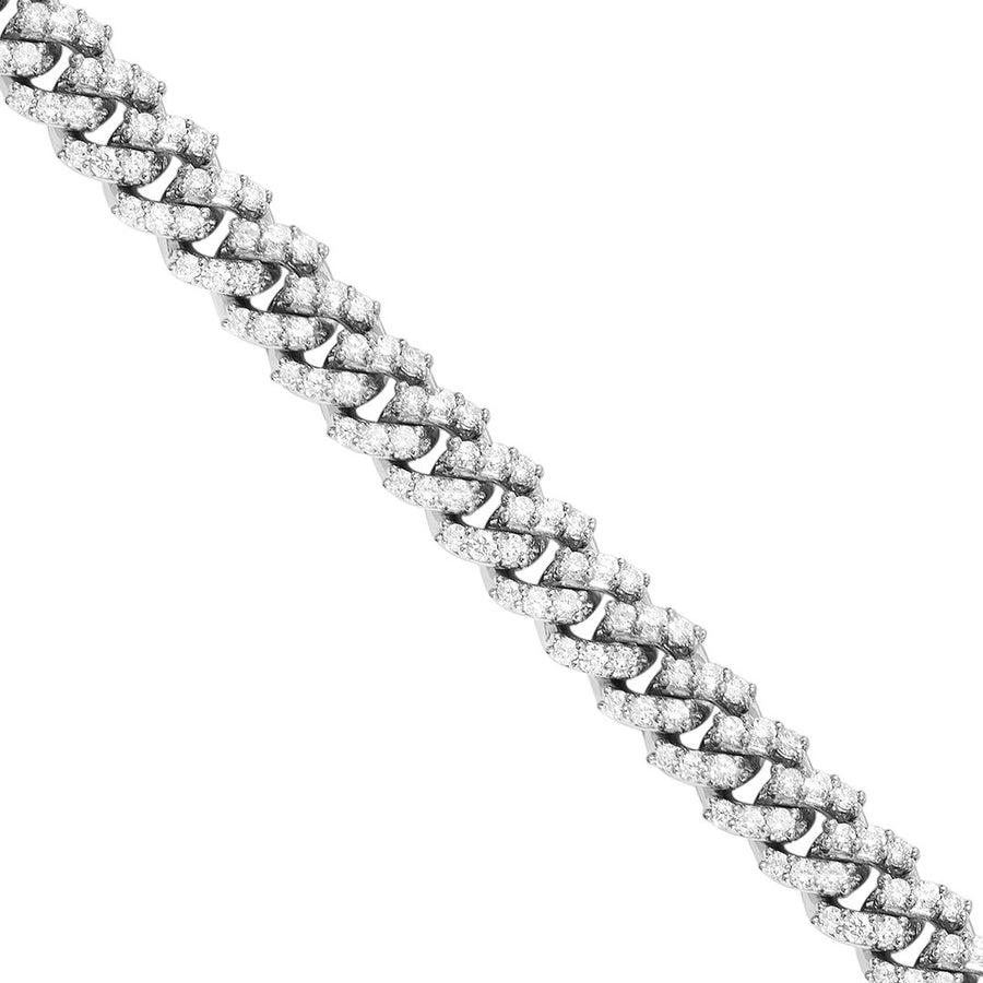 14k White Gold Cuban Link Chain Necklace 9.66 Ctw