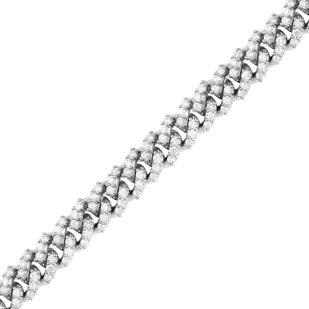 14k White Gold Cuban Link Chain Necklace 9.66 Ctw