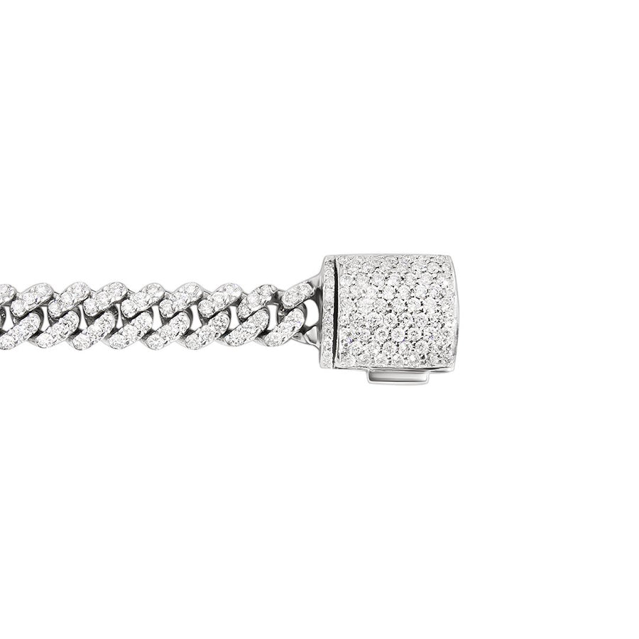 14k White Gold Cuban Link Chain Necklace 9.66 Ctw