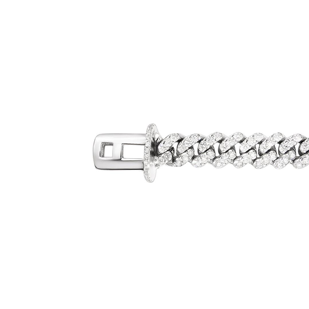 14k White Gold Cuban Link Chain Necklace 9.66 Ctw