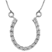 Thumbnail for White 14K White Solid Gold Womens Diamond Horseshoe Necklace 0.49 Ctw