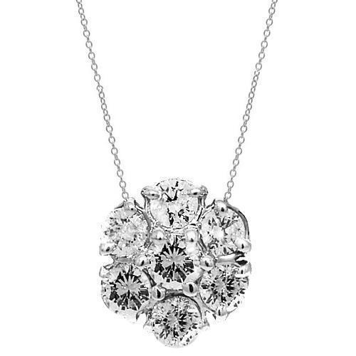 14K White Solid Gold Womens Diamond Necklace 1.00 Ctw