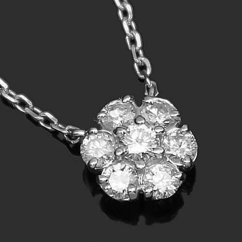 14K White Solid Gold Womens Diamond Necklace 1.00 Ctw