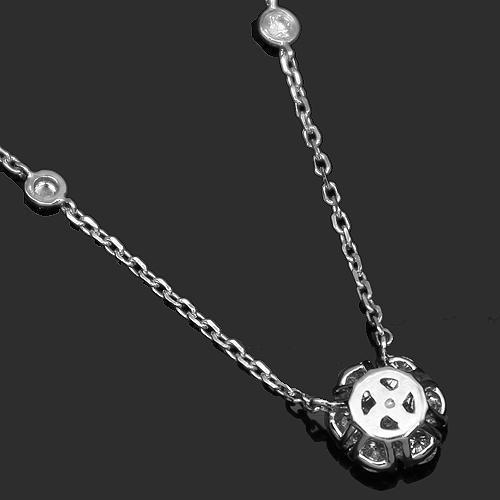 14K White Solid Gold Womens Diamond Necklace 1.00 Ctw