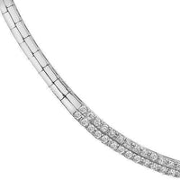 Thumbnail for 14K White Solid Gold Womens Diamond Necklace 10.75 Ctw