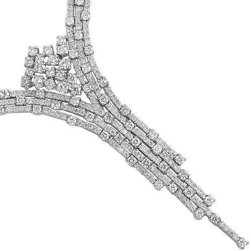 14K White Solid Gold Womens Diamond Necklace 8.37 Ctw