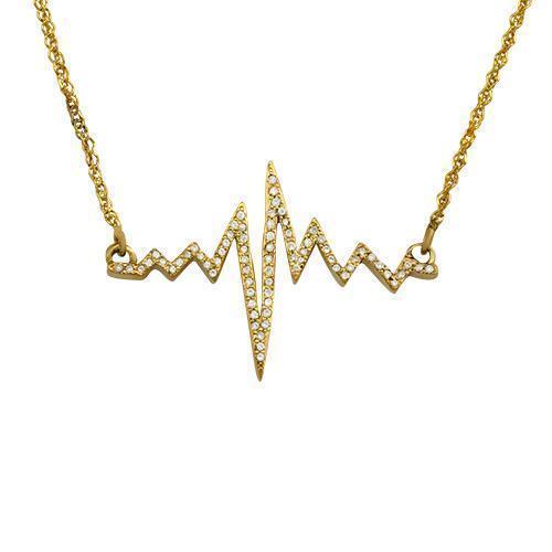 Yellow 14k Yellow Gold Diamond Heart Beat Necklace 0.22ctw