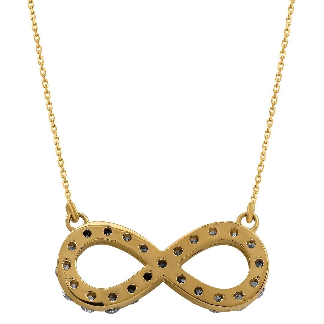Yellow 14k Yellow Gold Diamond Infinity Necklace 0.37ct