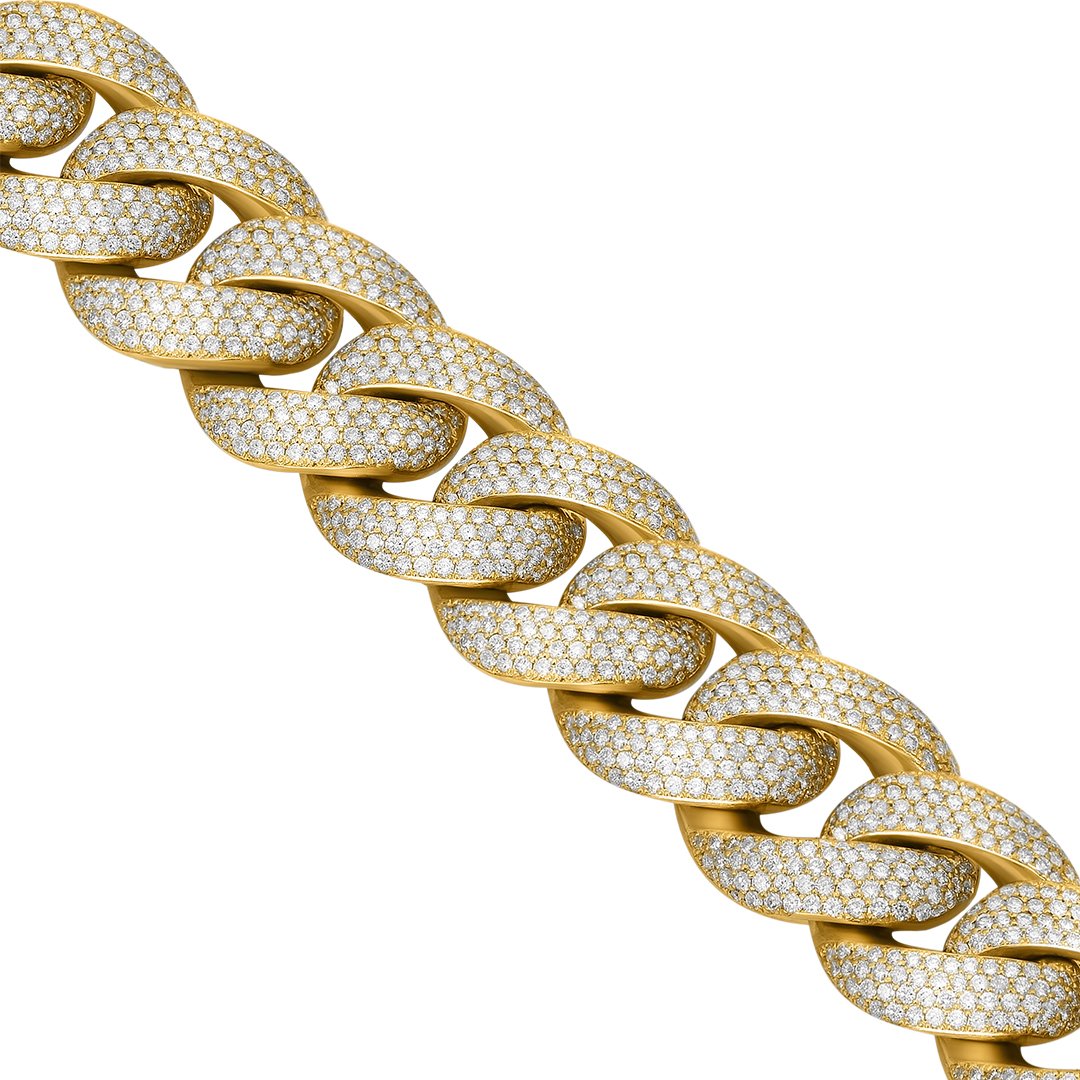 14k Yellow Gold Diamond Cuban Chain 94 Ctw