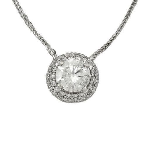 Clarity Enhanced Round Diamond 14k White Gold Necklace 1.58 Ctw