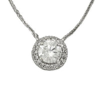 Thumbnail for Clarity Enhanced Round Diamond 14k White Gold Necklace 1.58 Ctw