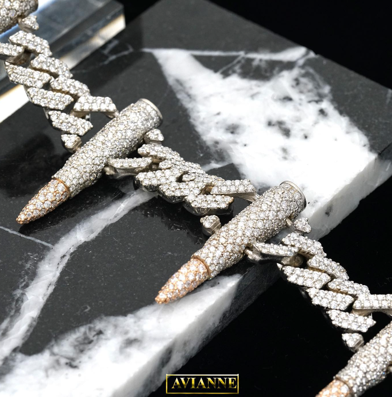 White diamond discount cuban link chain