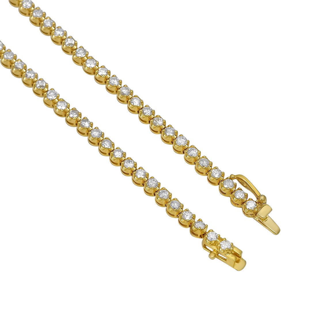 14k Yellow Gold Diamond Baguette Box Chain 10.09 Ctw