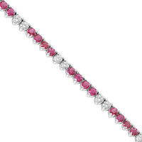 Thumbnail for Diamond Ruby Tennis Necklace in 14k White Gold