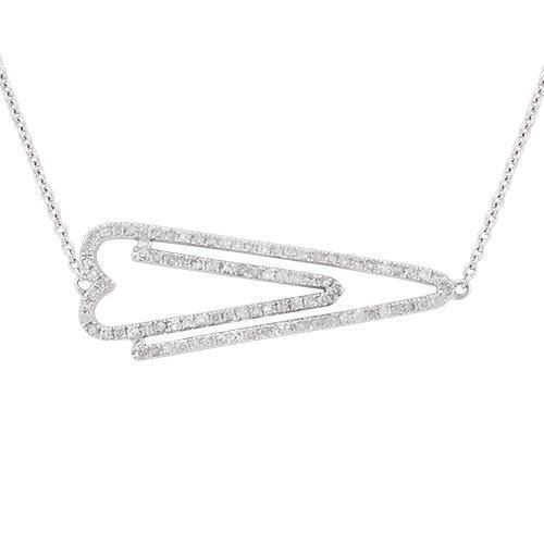 White Heart Arrow Diamond Necklace in 14k White Gold 0.37 Ctw