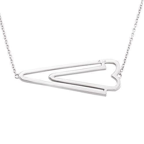 White Heart Arrow Diamond Necklace in 14k White Gold 0.37 Ctw