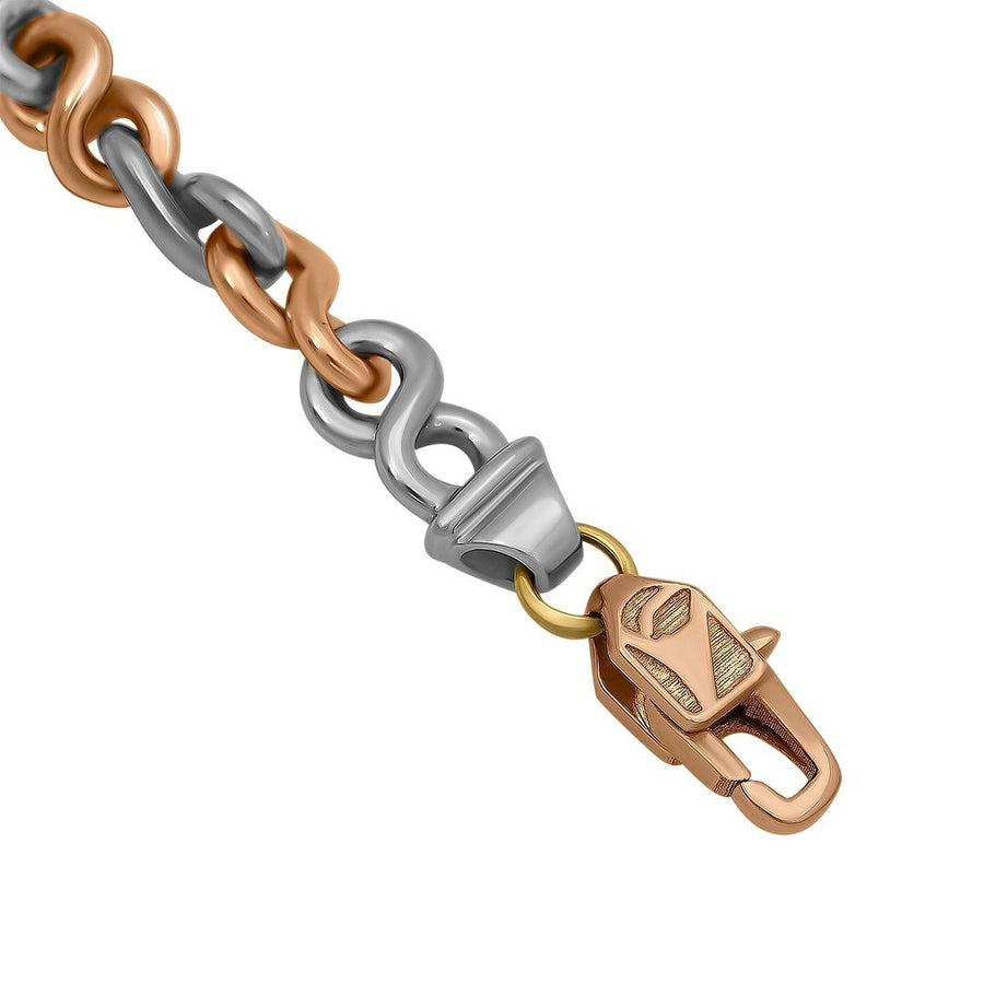 Collar de eslabones infinitos de oro bicolor de 14 k de 7 mm