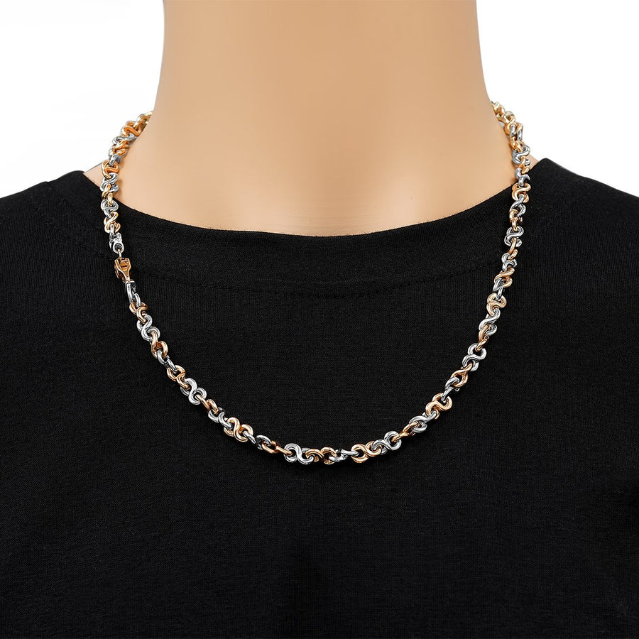 Collar de eslabones infinitos de oro bicolor de 14 k de 7 mm