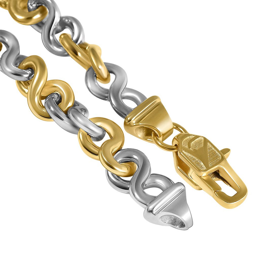 Collar de eslabones infinitos de oro bicolor de 14 k de 7 mm