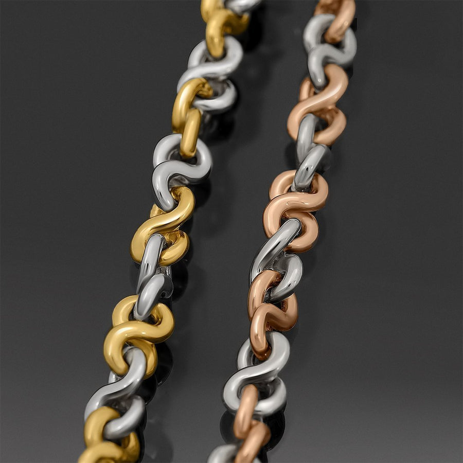 Collar de eslabones infinitos de oro bicolor de 14 k de 7 mm