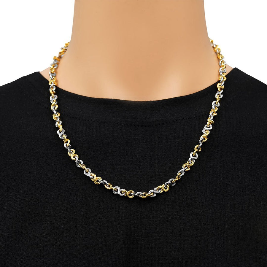 Collar de eslabones infinitos de oro bicolor de 14 k de 7 mm