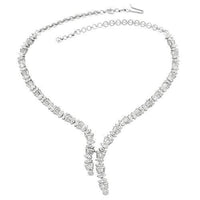Thumbnail for Round and Baguette Cut Diamond Necklace in 14k White Gold 15 Ctw