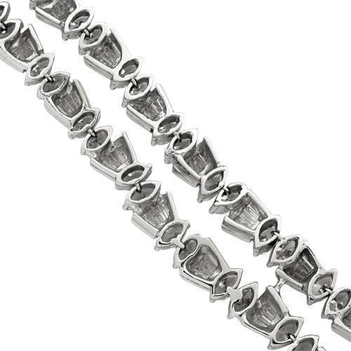 Round and Baguette Cut Diamond Necklace in 14k White Gold 15 Ctw